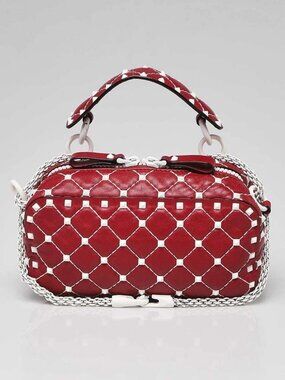Valentino Pink Quilted Leather Rockstud Spike Camera Case Crossbody Bag